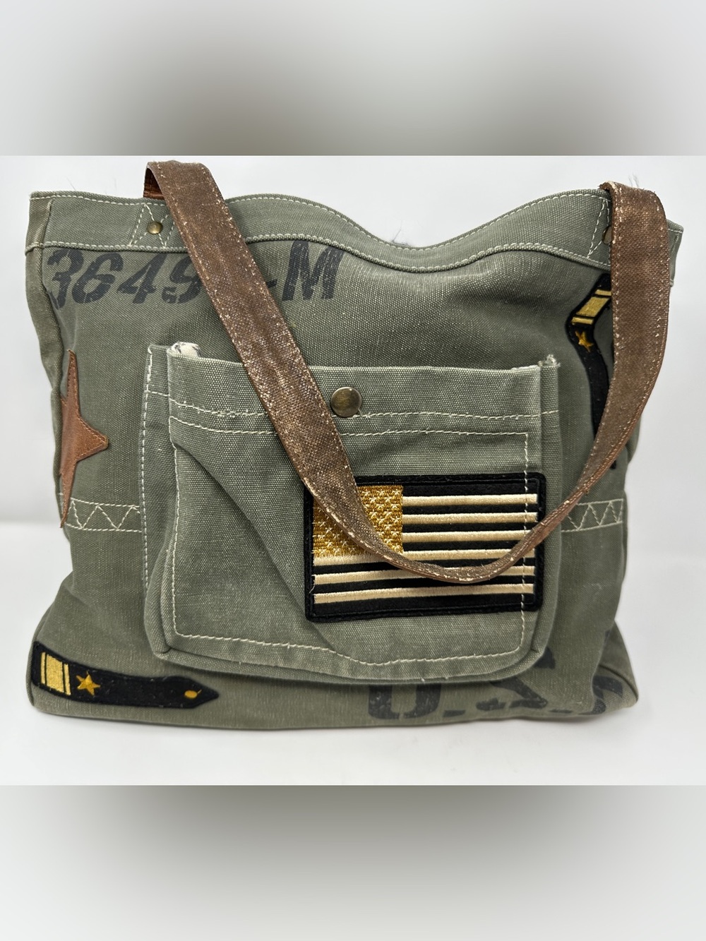 Mona B bag - Mona B tote - canvas tote military bag - Picture 2 of 16